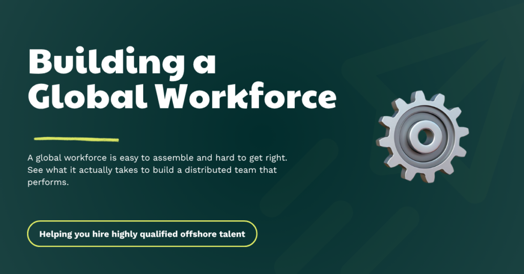 Team members from different countries collaborating as part of a global workforce