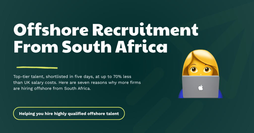 A professional team reviewing offshore recruitment results in a modern Cape Town office